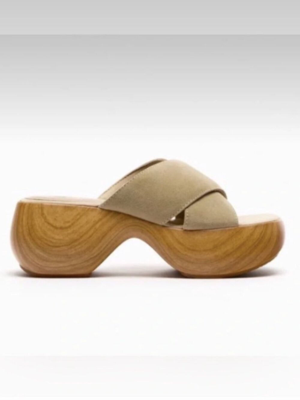 Zara Sand Brown Split Suede Sandals 39 - Picture 1 of 11